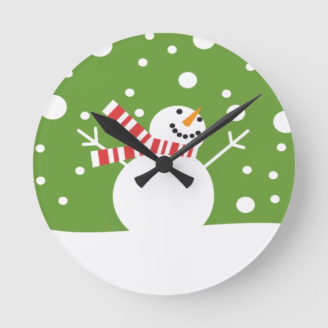 Reloj Redondo Mediano Snowman, feriado de invierno (Anverso)