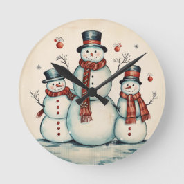 Reloj Redondo Mediano Snowman Trio