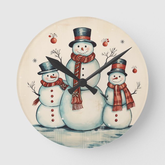 Reloj Redondo Mediano Snowman Trio (Anverso)