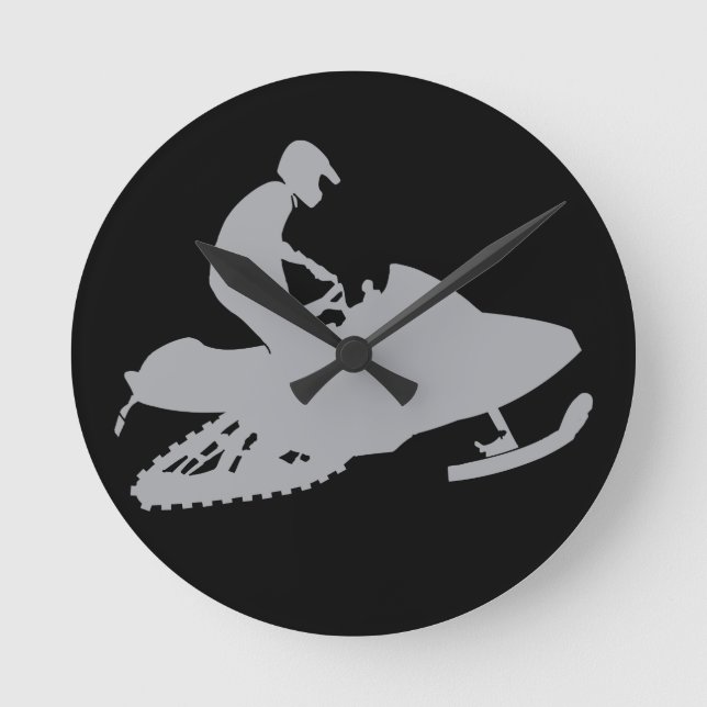 Reloj Redondo Mediano Snowmobiler gris plateado (Anverso)