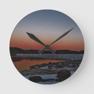Reloj Redondo Mediano Snowy Sunset en Lake Arrowhead