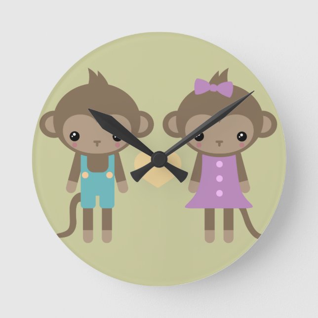 Reloj Redondo Mediano Sock Monkey Love (Anverso)