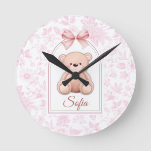Reloj Redondo Mediano Sofía Diseño de guardería de osito rosado person