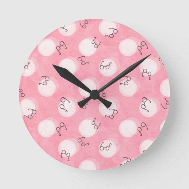 Reloj Redondo Mediano Soft Pink Cute Pattern – Minimal Aesthetic Polka (Anverso)