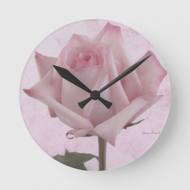 Reloj Redondo Mediano Soft Pink Rose Flower (Anverso)