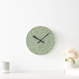 Reloj Redondo Mediano Soft Sage Green Botanical Leaf Foliage Pattern