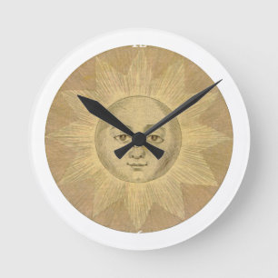 Reloj Redondo Mediano Sol - Detalle solar del mapa antiguo, alrededor de