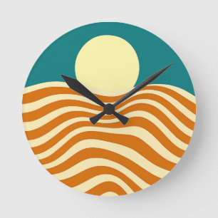 Reloj Redondo Mediano Sol psicodélico y olas de ripplo2