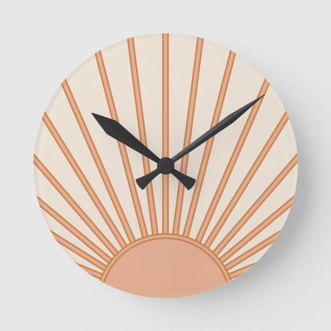Reloj Redondo Mediano Sol Sunrise Earth Tones Terracotta Retro Sunshine (Anverso)