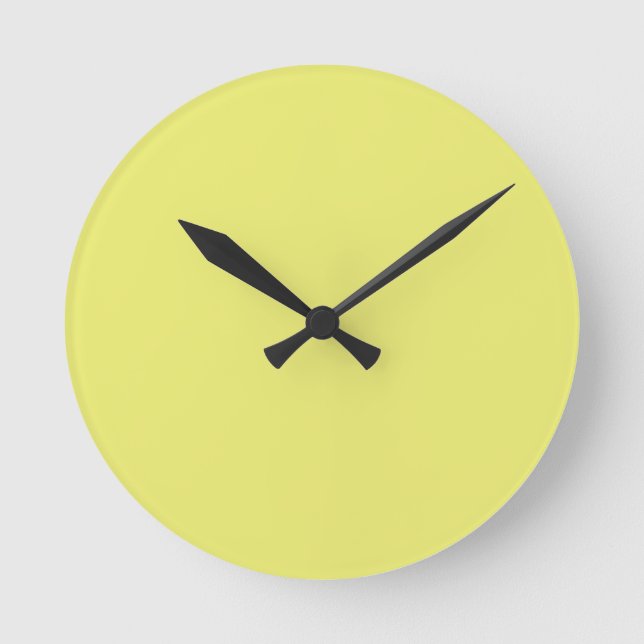 Reloj Redondo Mediano Solid Bright Lemon Yellow Wall Clock (Anverso)