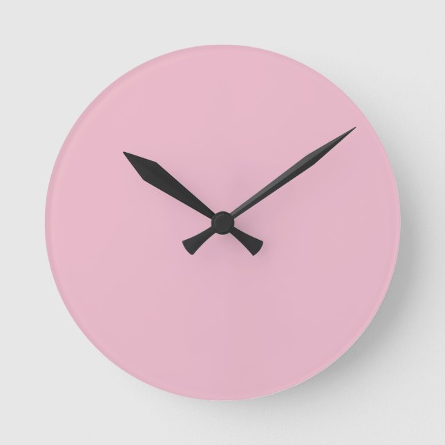 Reloj Redondo Mediano Solid Soft Blush Pink Wall Clock (Anverso)