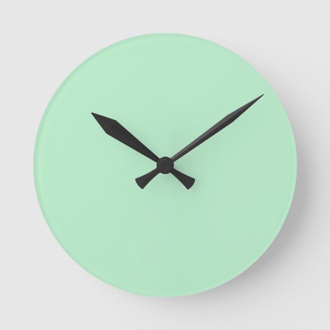 Reloj Redondo Mediano Solid Soft Mint Green Wall Clock (Anverso)