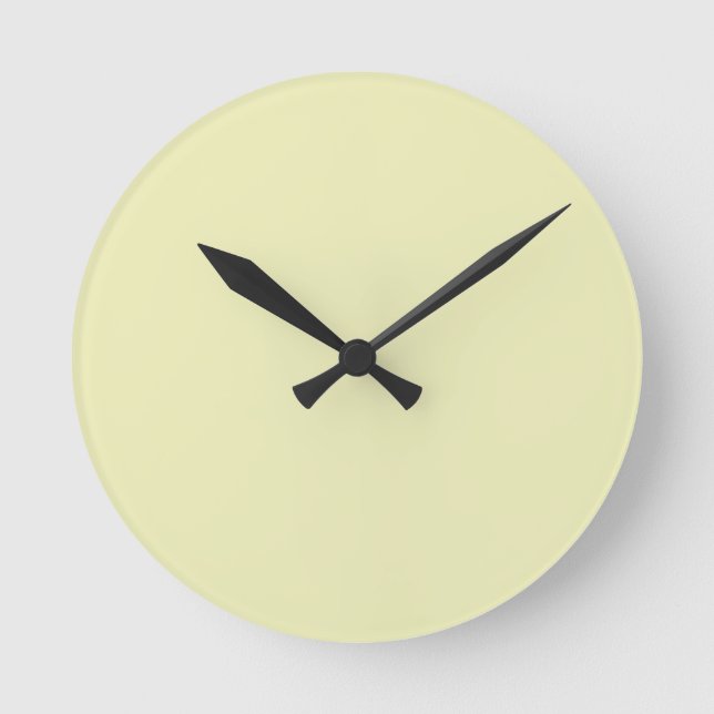 Reloj Redondo Mediano Solid Soft Pastel Yellow Wall Clock (Anverso)