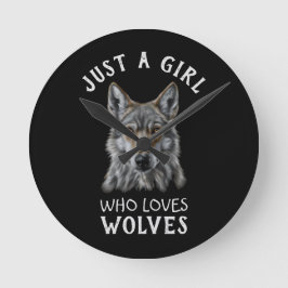 Reloj Redondo Mediano Sólo un chica que ama a los lobos