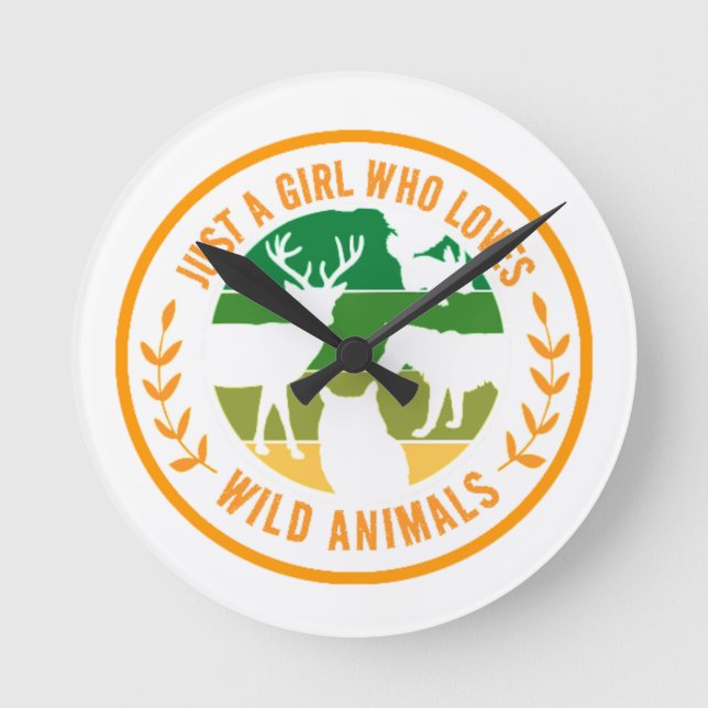 Reloj Redondo Mediano Solo un chica que ama los animales salvajes (Anverso)