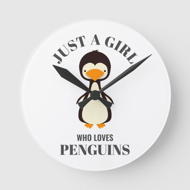 Reloj Redondo Mediano Sólo un chica que ama los pingüinos (Anverso)