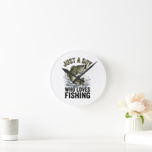 Reloj Redondo Mediano Solo un chico que ama la pesca de lubina
