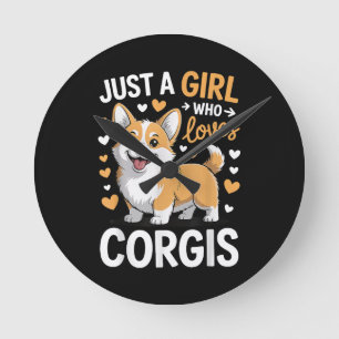 Reloj Redondo Mediano Solo una chica que ama Corgis