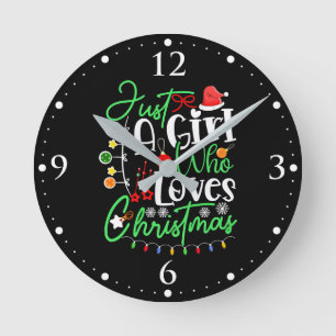 Reloj Redondo Mediano Sólo Una Chica Que Ama La Navidad