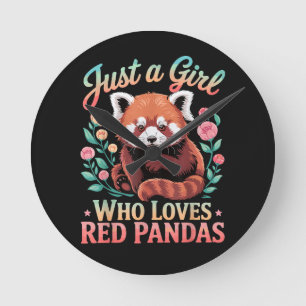 Reloj Redondo Mediano Sólo una chica que ama pandas rojos