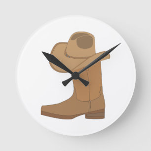 Reloj Redondo Mediano Sombrero y bota de vaquero