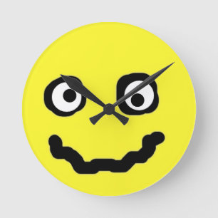 Reloj Redondo Mediano Sonrisa cara divertida lindo amarillo