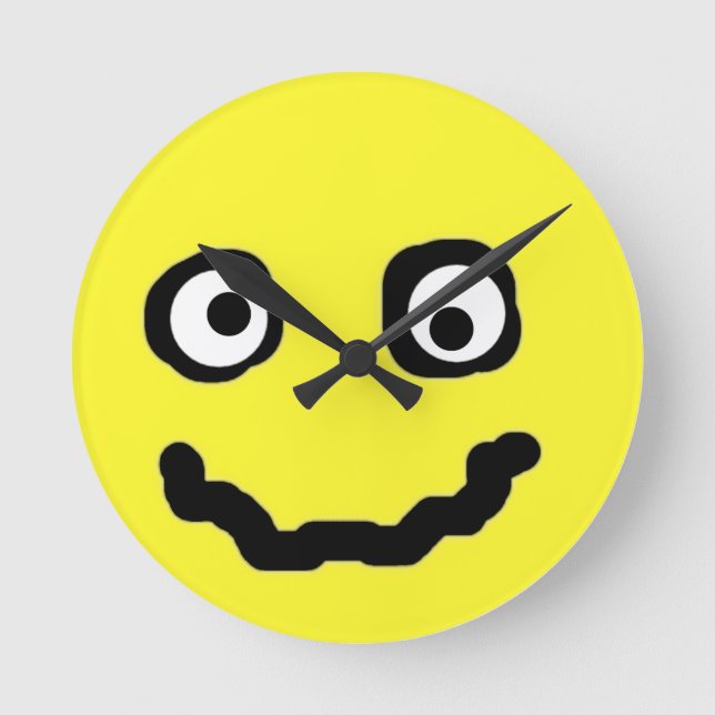 Reloj Redondo Mediano Sonrisa cara divertida lindo amarillo (Anverso)