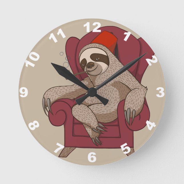 Reloj Redondo Mediano Sophisticated Three Toed Sloth (Anverso)