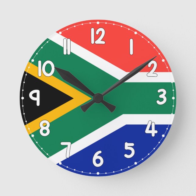 Reloj Redondo Mediano South Africa Flag Wall Clock -  (Anverso)
