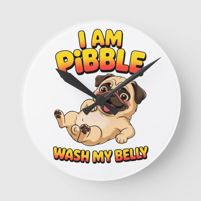 Reloj Redondo Mediano Soy Pibble Lava Mi Barriga (Anverso)