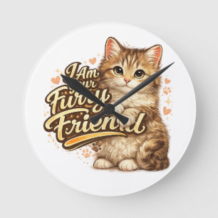 Reloj Redondo Mediano Soy tu amigo peludo diseño de gato