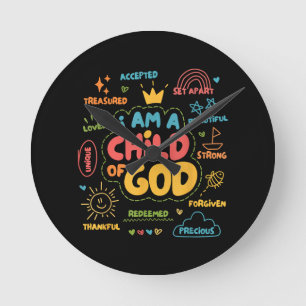 Reloj Redondo Mediano Soy un Niño de Dios Retro Cristiano Jesús Fe De