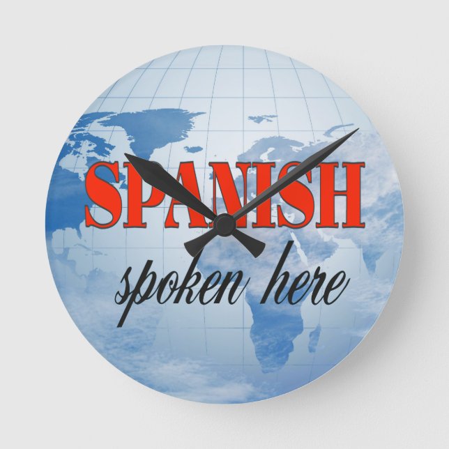 Reloj Redondo Mediano Spanish spoken here cloudy earth (Anverso)