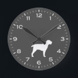 Reloj Redondo Mediano Spinone Italiano Perro Raza Silhouette<br><div class="desc">Reloj de pared de silueta de Spinone Italiano para casa u oficina. Hace un regalo original. Echa un vistazo al Doodle World de Jenn para ver aún más lindos relojes decorativos de animales y decoración en casa.</div>