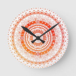 Reloj Redondo Mediano Spiritual Mandala Orange Yellow