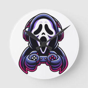 Reloj Redondo Mediano Spooky Gaming – Controlador Fantasma de Jugador de