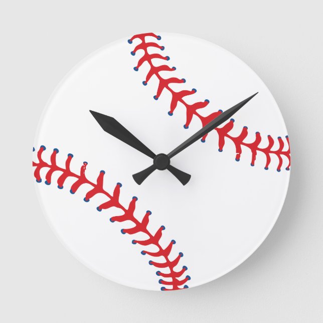 Reloj Redondo Mediano Sporty-Baseball Classic Red & White Sports Themed (Anverso)