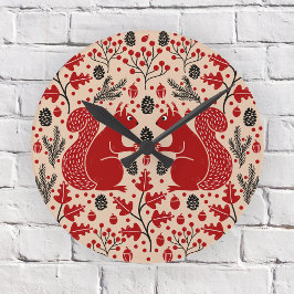 Reloj Redondo Mediano Squirrel Forest Woodland