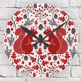 Reloj Redondo Mediano Squirrel Forest Woodland