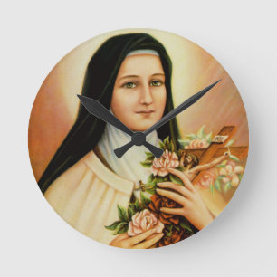 Reloj Redondo Mediano St. carmelita Teresa del santo la pequeña flor