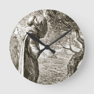 Reloj Redondo Mediano St. El Columba cambia la fruta amarga en el dulce,