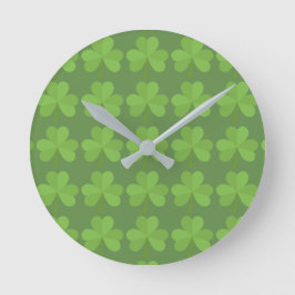 Reloj Redondo Mediano St. Patrick Ireland Shamrock Irish Clover Pattern