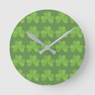Reloj Redondo Mediano St. Patrick Ireland Shamrock Irish Clover Pattern