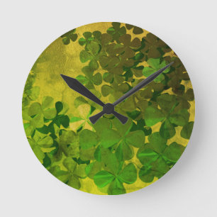 Reloj Redondo Mediano St. Patrick's Day and Good Luck ,Four-leaf clover