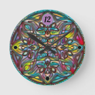 Reloj Redondo Mediano Stainass Glass Iris