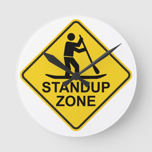 Reloj Redondo Mediano Standup Paddleboarding Zone Road Sign (Anverso)
