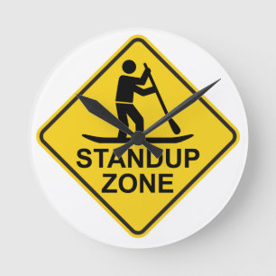 Reloj Redondo Mediano Standup Paddleboarding Zone Road Sign