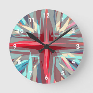Reloj Redondo Mediano Starburst cruzado religioso