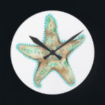 Reloj Redondo Mediano Starfish Acrylic Wall Clock Natural Greens & Brown<br><div class="desc">Beautiful Starfish Wall clock to add a touch of the ocean theme in any room.</div>