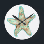 Reloj Redondo Mediano Starfish Acrylic Wall Clock Natural Greens & Brown<br><div class="desc">Beautiful Starfish Wall clock to add a touch of the ocean theme in any room.</div>